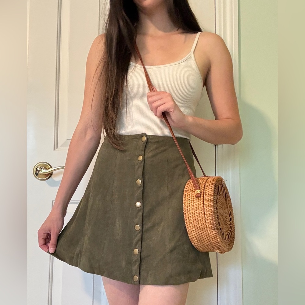 Dry Goods Button Down Suede Skirt